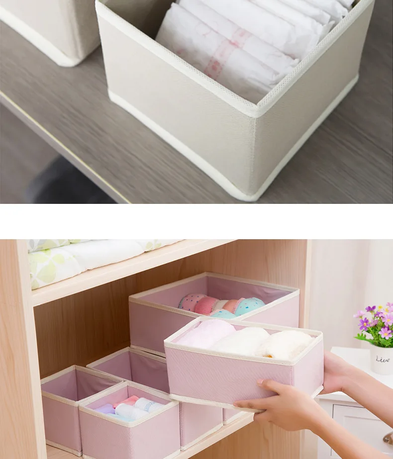 Foldable Underwear Bras Storage Box/bin 6 Set Of Drawer Divider