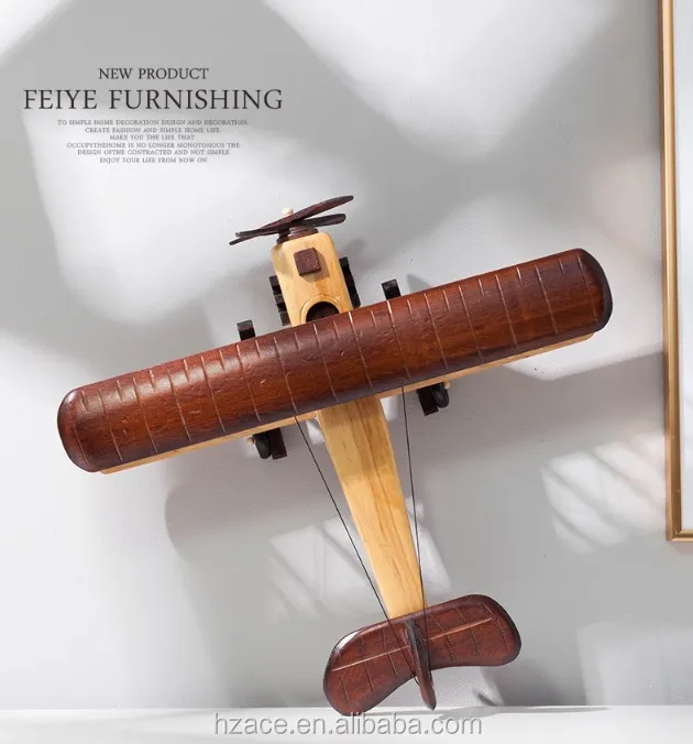 giocattolo per lartigianato regalo per bambini decorazione per la scrivania in legno HEALLILY Modellino di aereo in legno stile vintage 