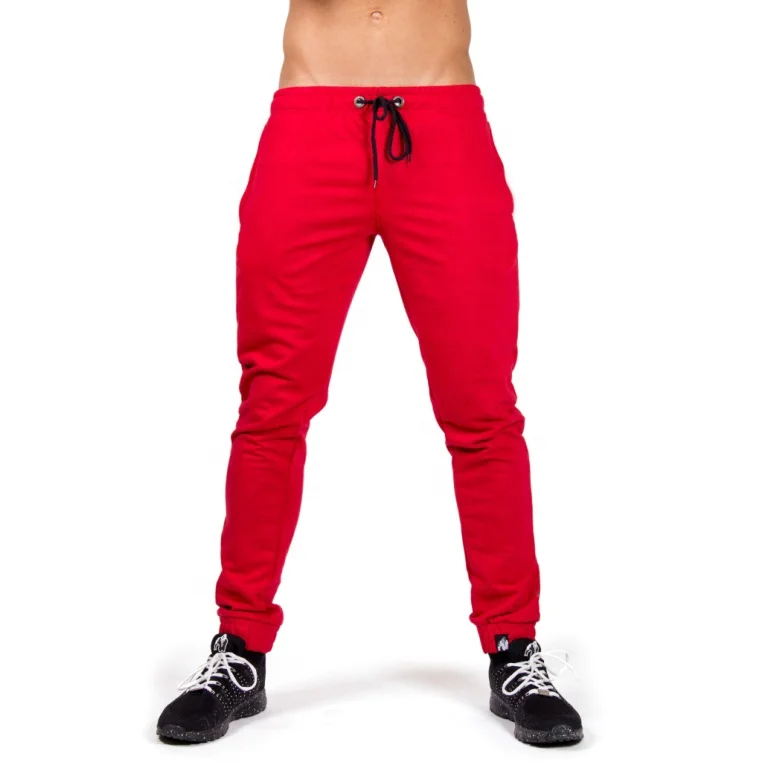red jogger jeans