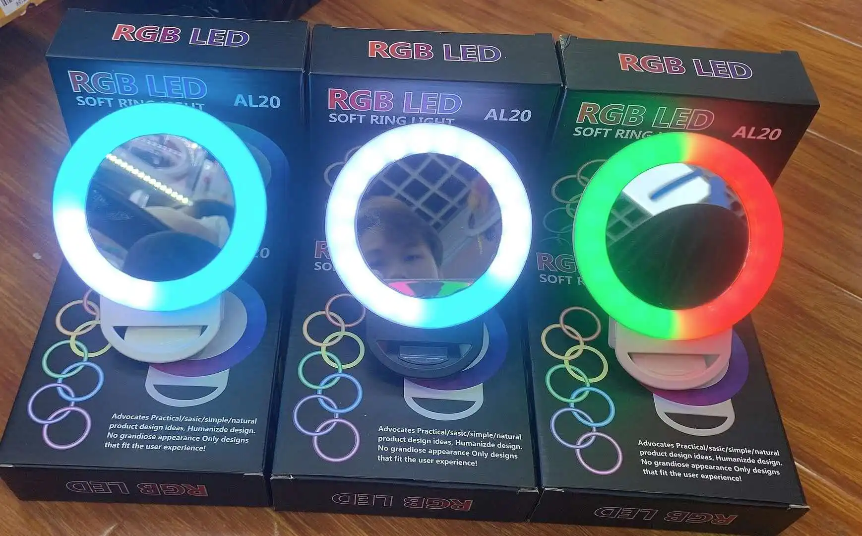 Led Rgb Clip On Selfie Ring Light Rechargeable Battery Ringlight For