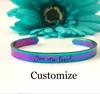Inspire jewelry Custom Rainbow bracelet, gasoline colored stainless steel stamped message choose your wording and font engraved