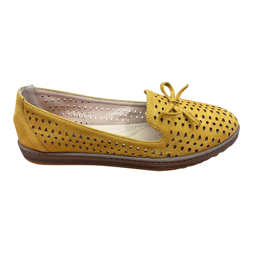 ladies tan leather flat shoes