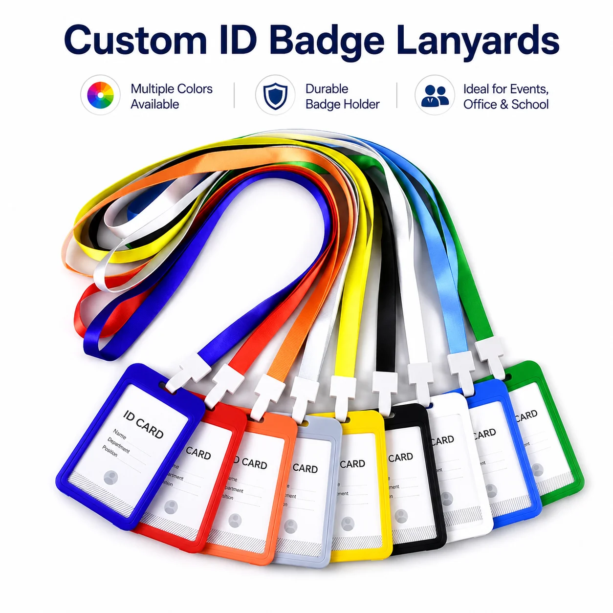 Multicolor Lanyard with ID Card Holder, Custom Logo Neck Strap Badge Holder for Promotional Business Gifts