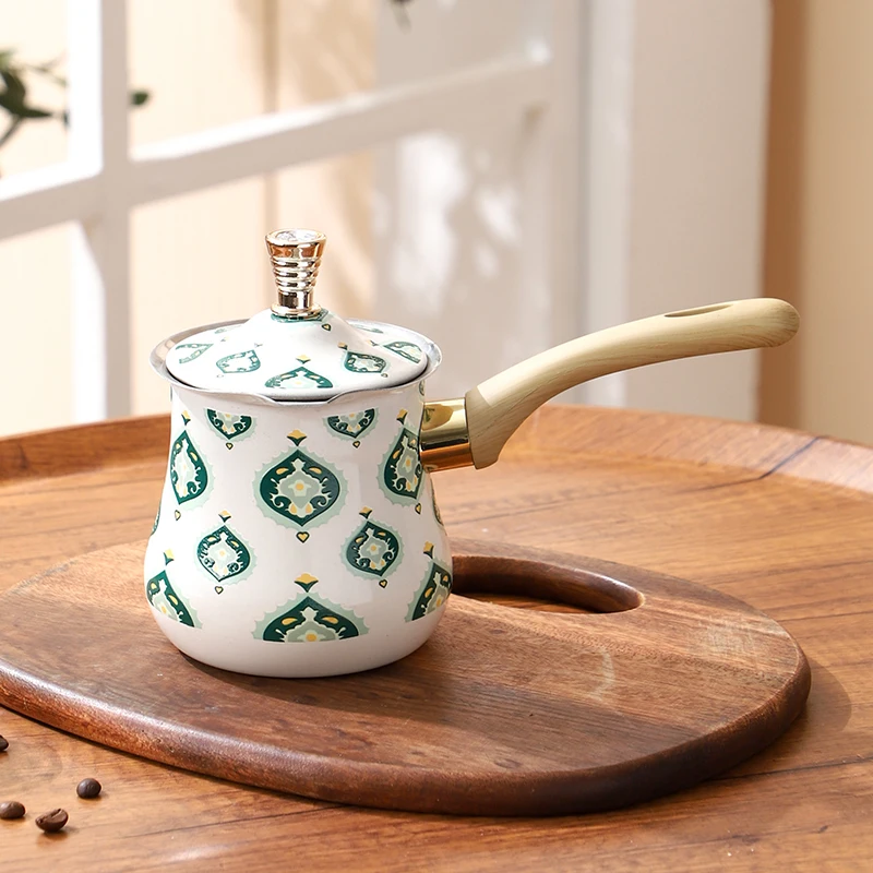 Turkish Style Coffee Warmer — Blue Floral Pattern