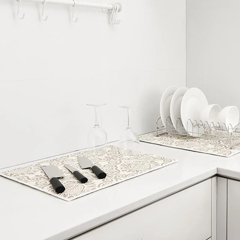 Custom Printed Square Quick Absorbent Place Mat Microfiber Placemats