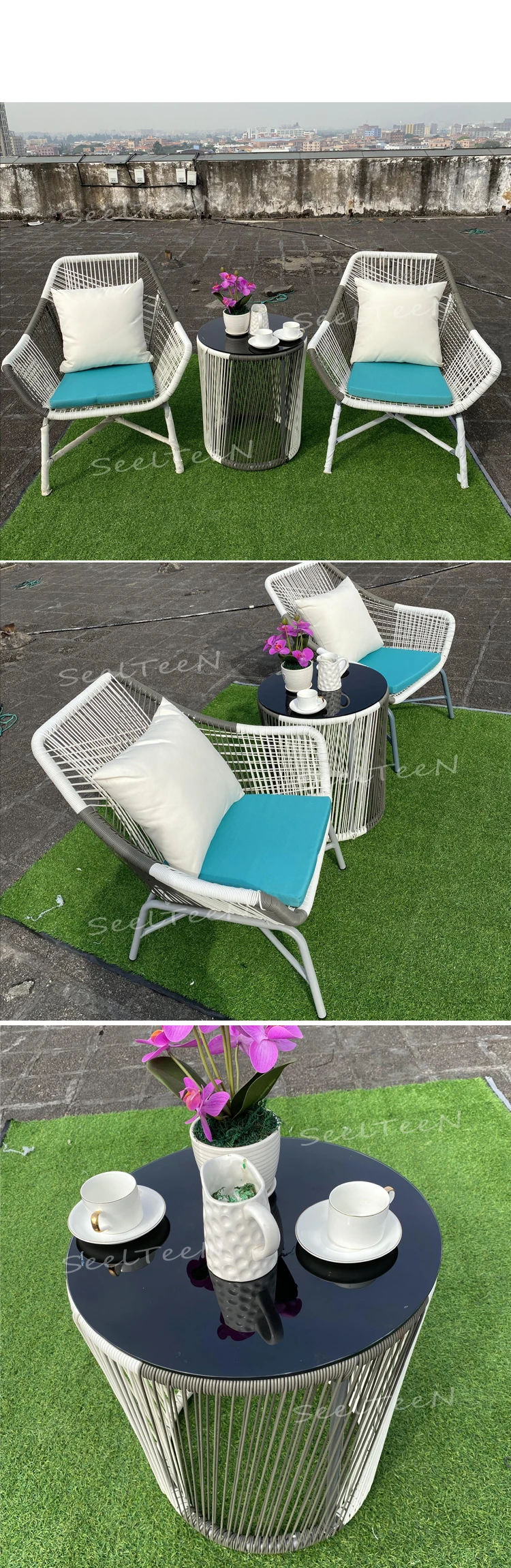 Italian design swimming pool side  armrest hotel garden area rattan outdoor chair
