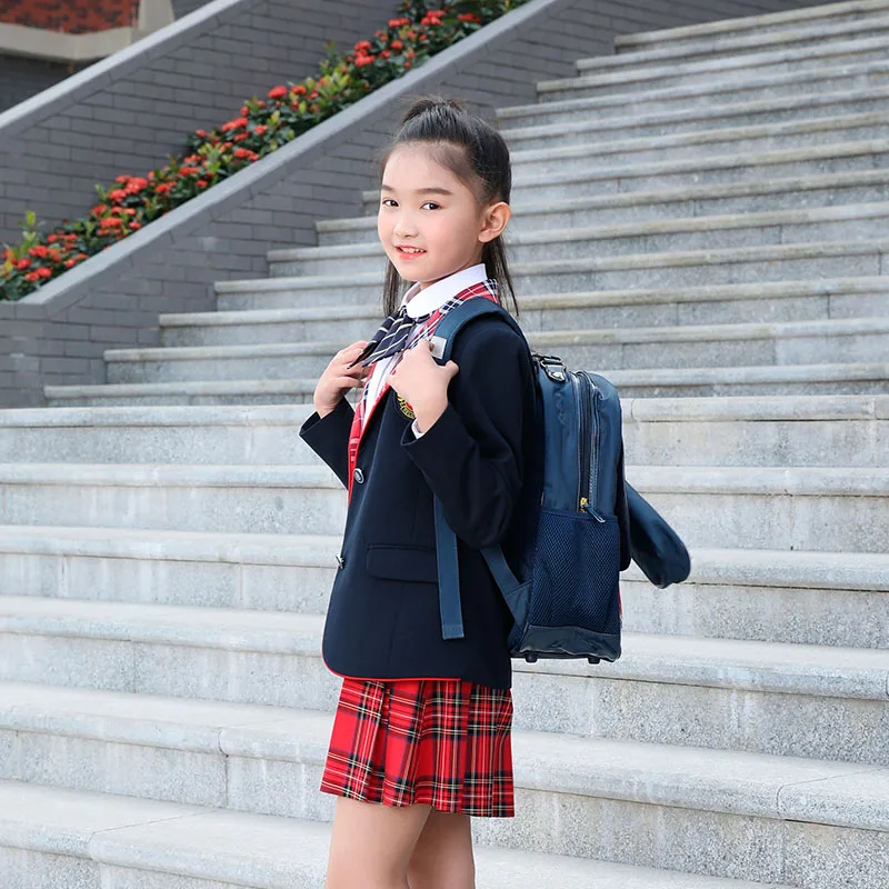 Free Designs Fashion Clothing Navy Blue Plaid Lining Japanese Girls ...