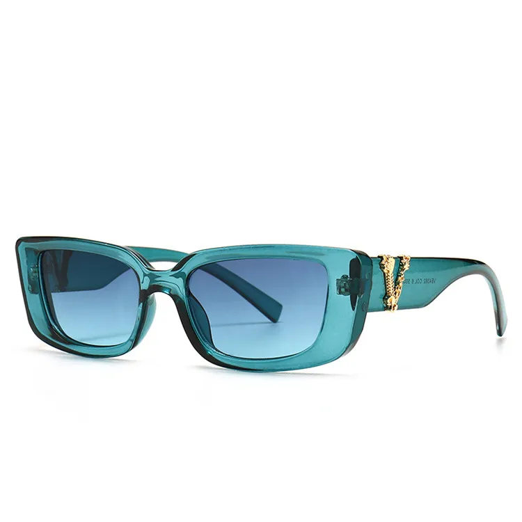 

2021 ladies new arrivals Fashion luxury brand designer sun glasses blue shades rectangular Rectangle Small frame Lady Sunglasses