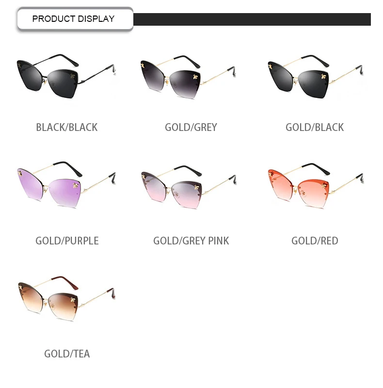 Optical Lens OEM High Quality Photochromic Rimless Sun Glasses Women Cat Eye Sunglasses