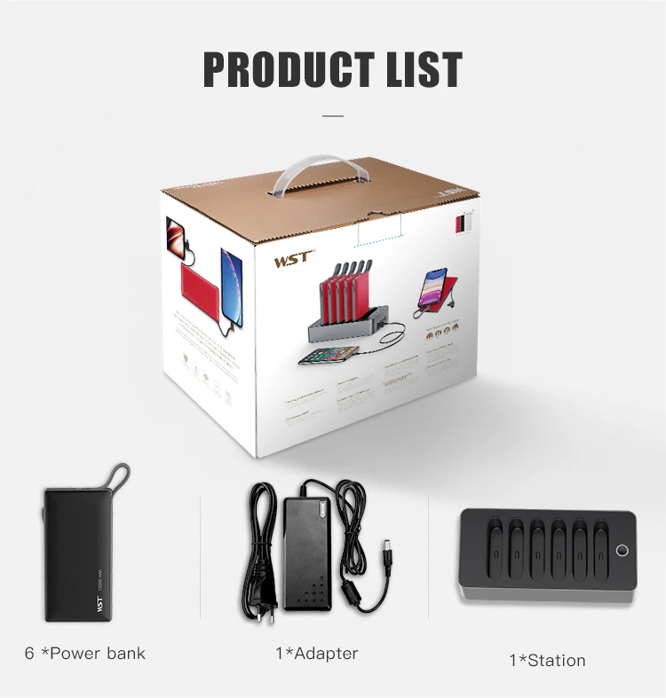 2020 Hot sale 10000mah power bank 6 slots portable battery usb charging dock station - ANKUX.COM
