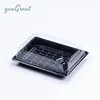 S1 wholesale plastic disposable Japanese black sushi tray plate platter rectangular set with cover manufacturer supplier