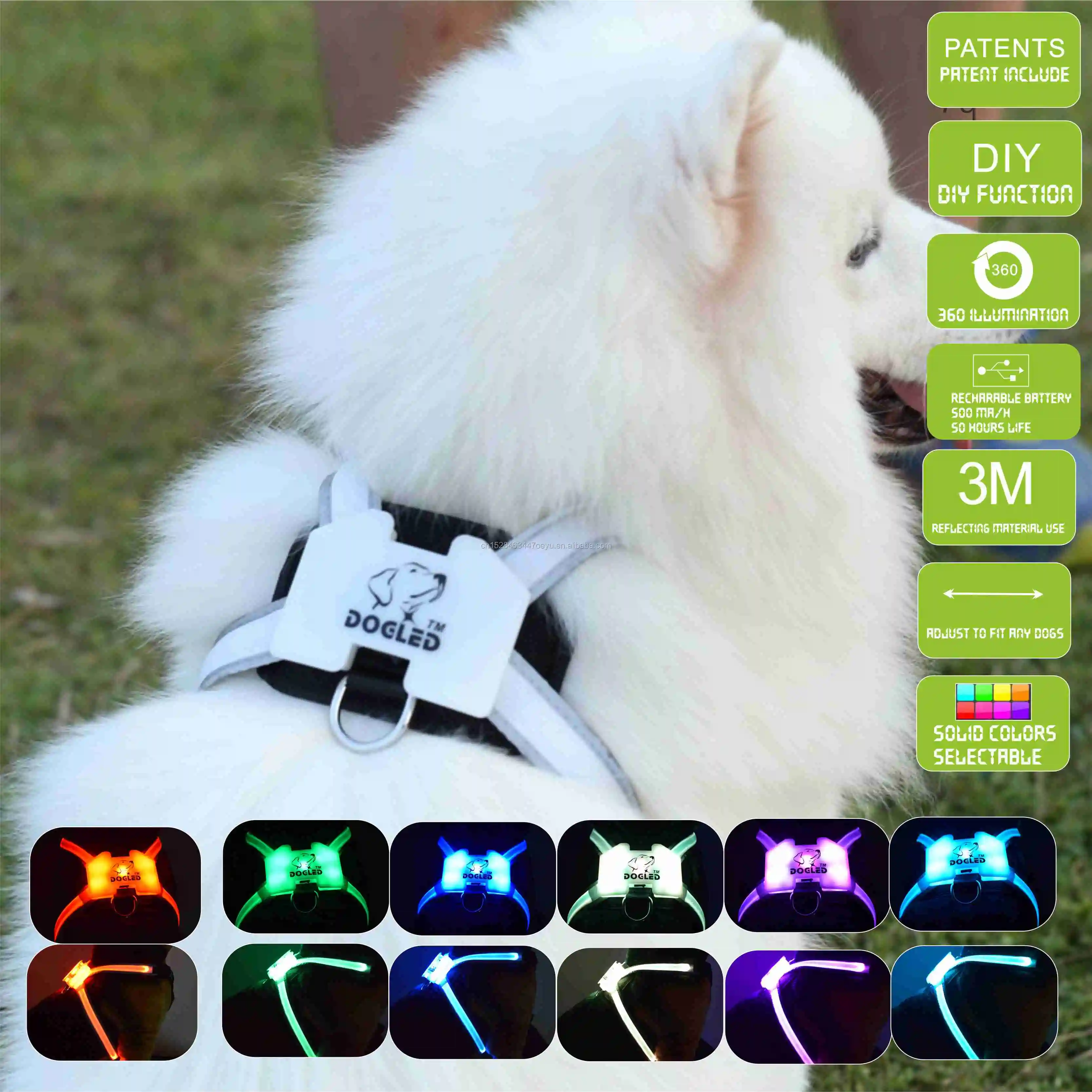 Manufacturer Wholesale Outdoor Nylon Adjustable Custom Rechargeable Led