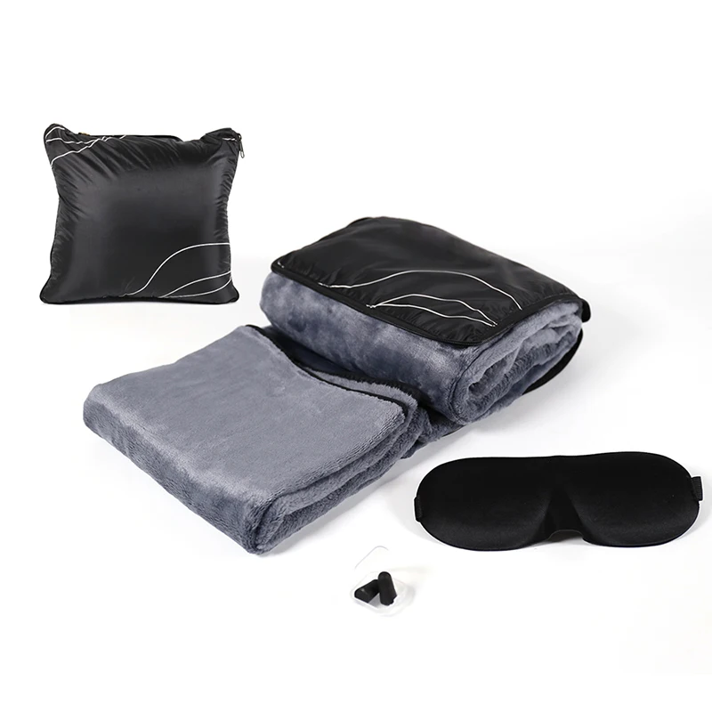 Travel Artifact Super Soft Coral Fleece Airplane Travel Blanket With