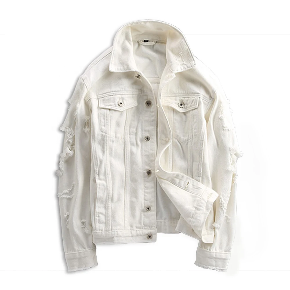 white distressed denim jacket mens