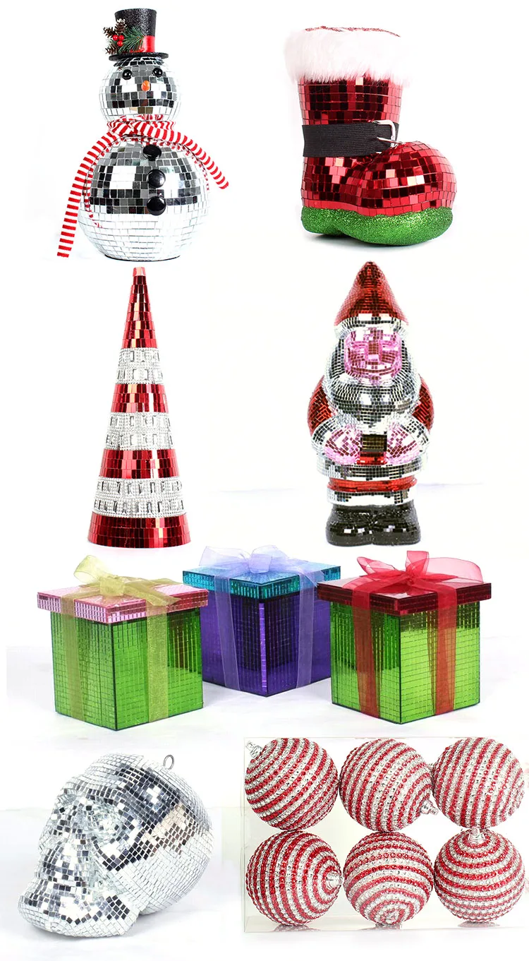 OEM design custom Christmas ornament different style silver mirror disco ball decoration