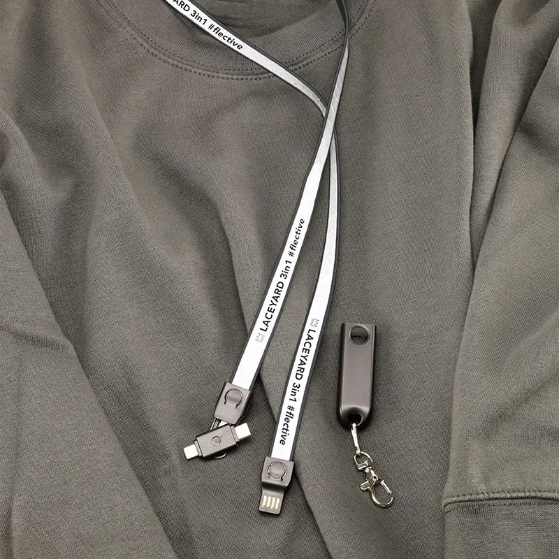 Universal USB charging cable 3 in 1 Nylon Reflective cable With android iphone and Type C adapters - ANKUX.COM