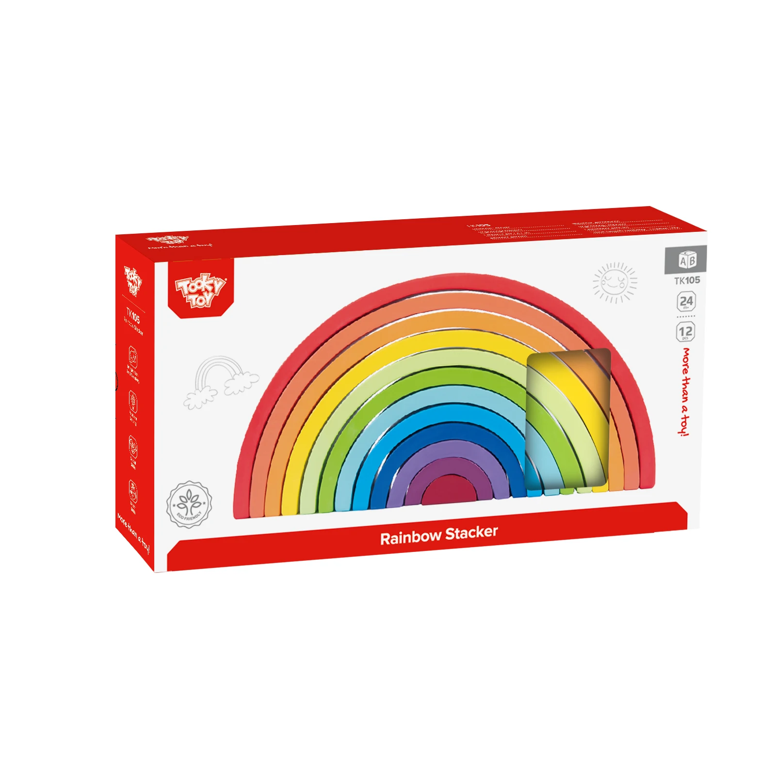 Wooden Rainbow Stacker 12 Pcs Nesting Blocks Puzzle Montessori Stacking