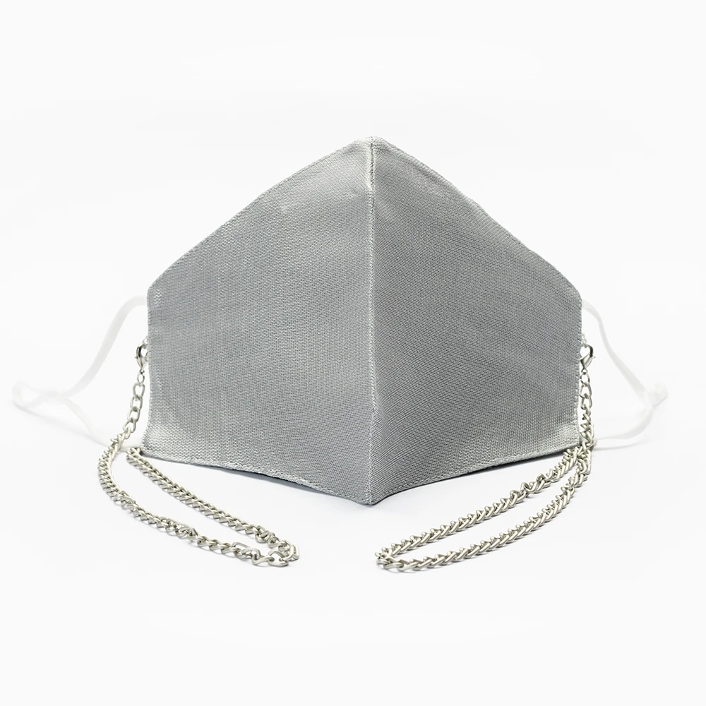 
2020 Hotsale Autumn Winter Elegant Reusable Washable Silver Lurex Silk Facemask 