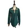 Women Autumn Casual Solid Color 1/4 zip Button Plaid Splicing Long Sleeve Sweatshirt Quilted Slim Pullover