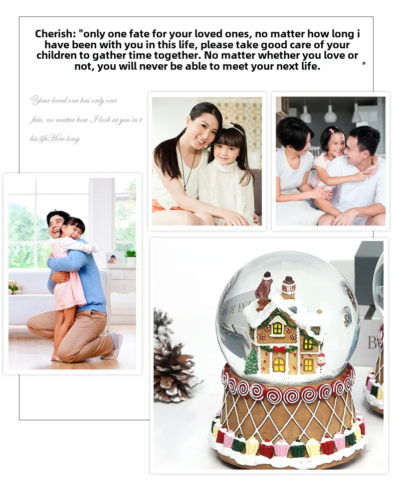 Transparent Crystal Ball Christmas Light Music Box Resin Crafts with Bear Sculpture and Automatic Christmas Snow Globe