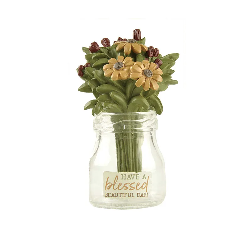 Resin Vase 50 Ml Pudding Bottle With Flowers  Flower Vase Home Decor Resin Figure Vase For Decor