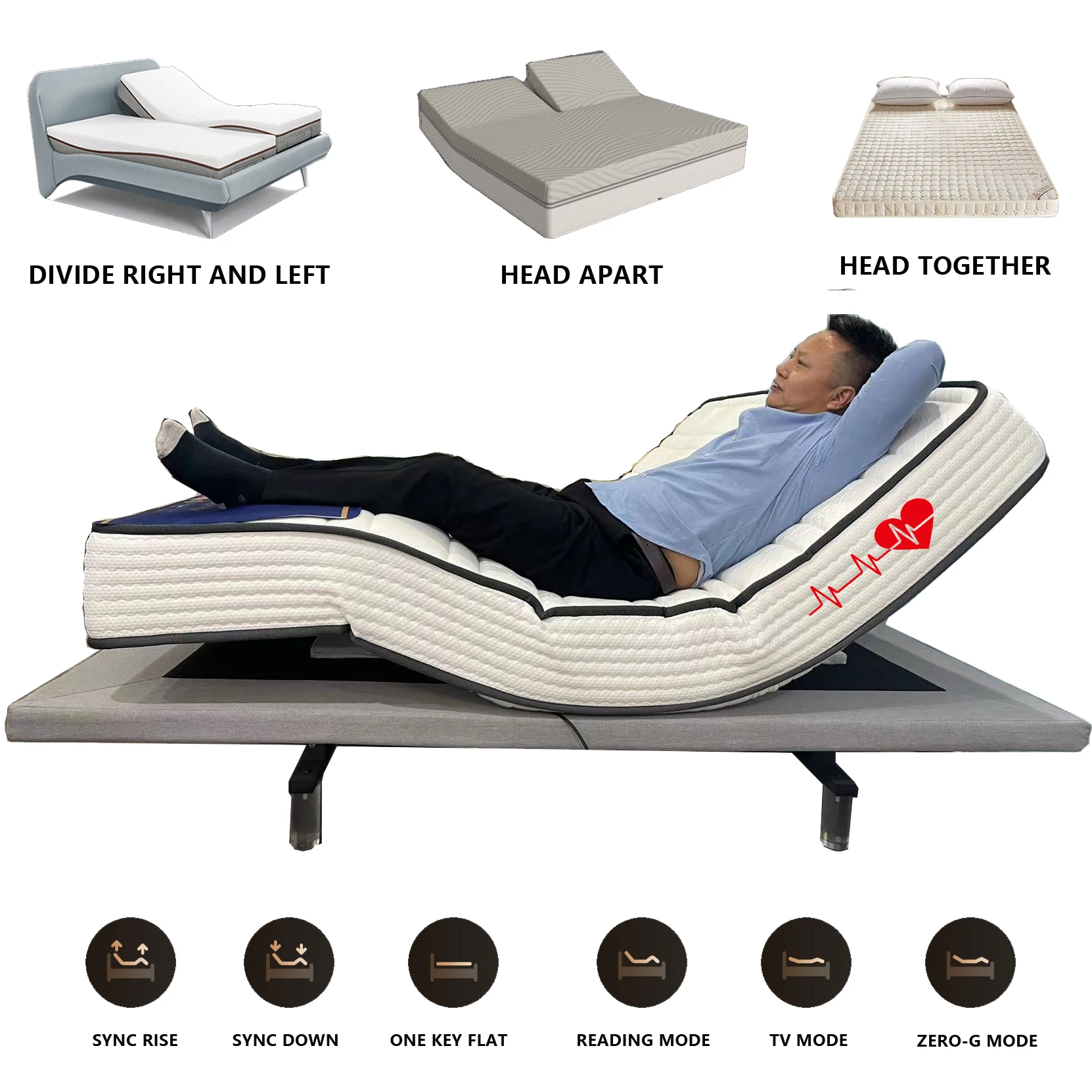 Factory Direct Wholesale Matelas Ajustable Lifting Air Music Massage