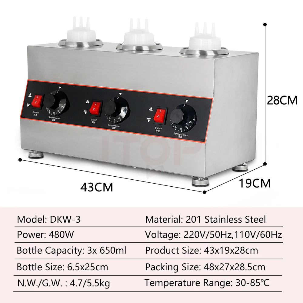 Commercial Chocolate Heater Sauce Warmer Electric Stainless Steel 3