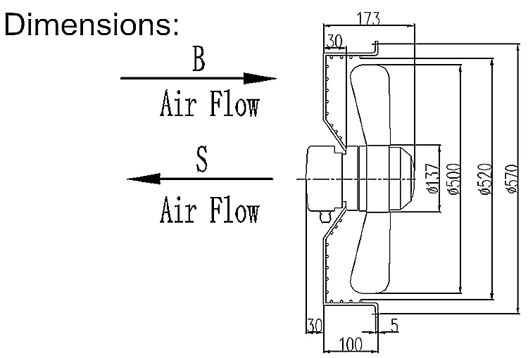 Exhaust Fans, 380V, Axial, 500mm - detail 4