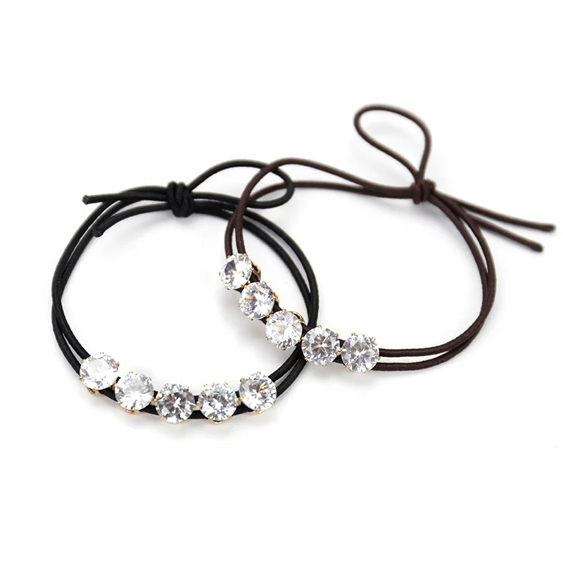 
KKNEKKI Korea Rhinestone Crystal Beads Unique Beauty Ribbon Hair Elastic Ties Hair Ropes For Women 