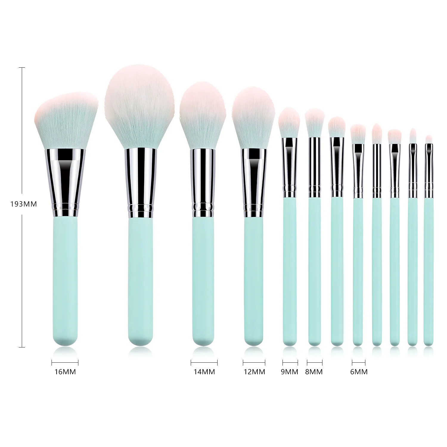 New products professional High quality 12 pcs makeup brush set with blue pouch