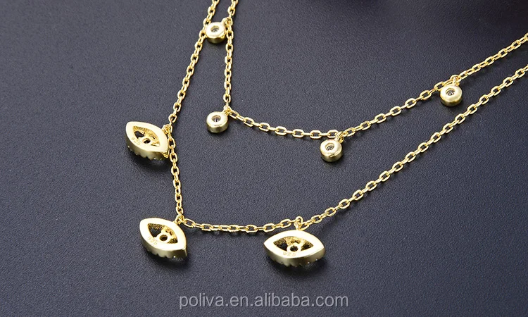 POLIVA 18K Gold Plated Evil Eye Boho Silver 925 Choker Necklace Sterling Silver Jewelry
