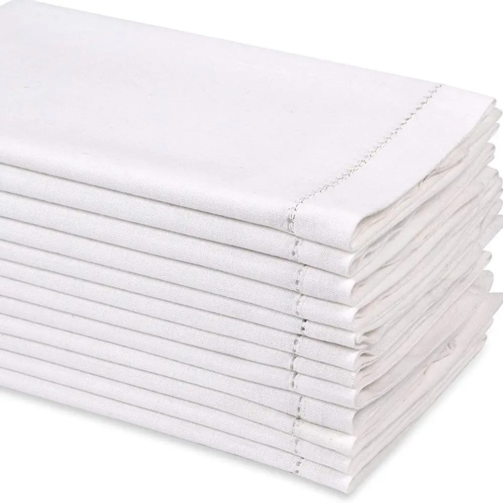 100 Pure Linen Hemstitch Dinner Napkins European Flax Machine Washable