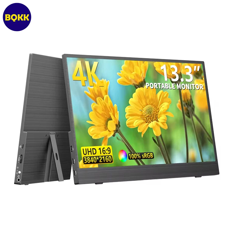 Side-by-side comparison of 13.3-inch 16:9 vs 16:10 portable monitors showing vertical workspace difference