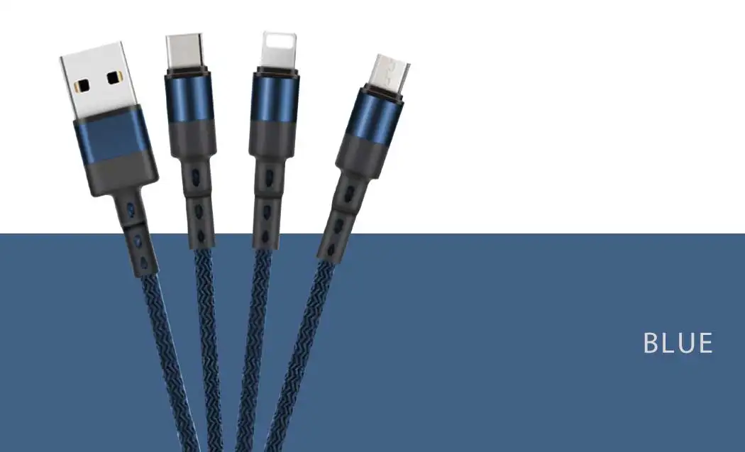 3 In 1 Micro USB Type C Multi Charger Cable for Xiaomi Samsung Mobile Phone 8-PIN USB Cord USB-C Charging Cable - ANKUX.COM