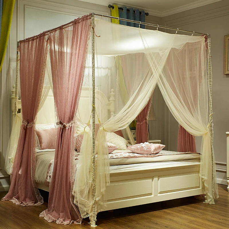 2019 New Design Fashion Girls Lace Princess Large Space Long Lasting Square Mosquito Net Bed Curtain