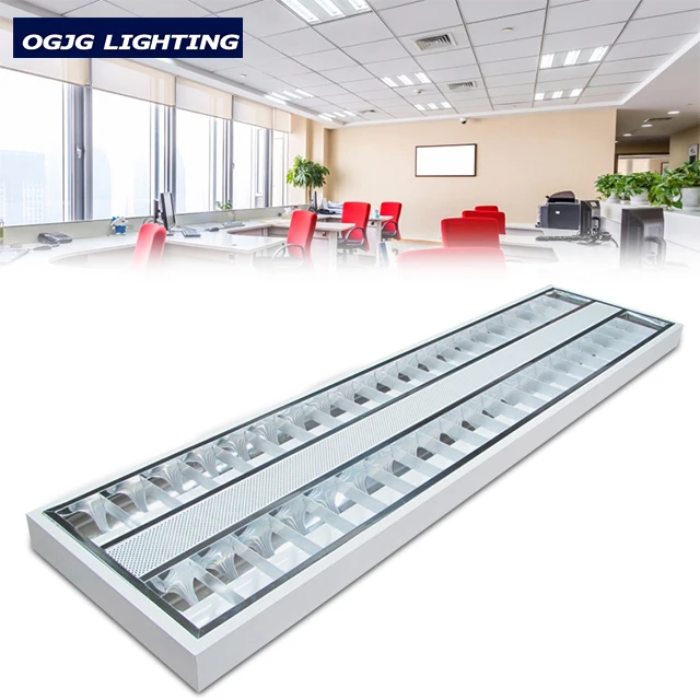 4ft 60w led office led recessed ceiling light linear louver roof led fitting emergency grille lights office lighting solution