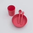 Eco-friendly 4pcs spoon fork knife set outdoors picnics plastic snaps dish plate cutlery set