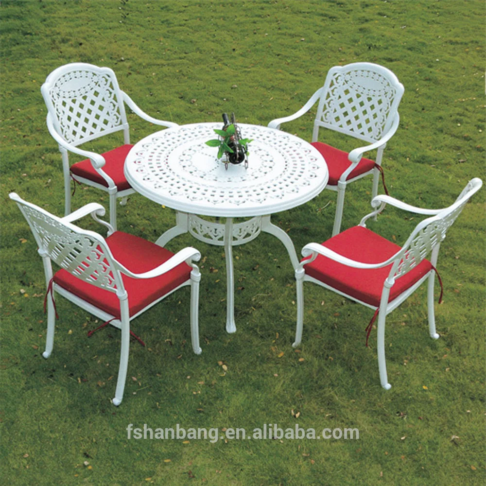Outdoor Patio White Round Dining Table And Chairs Set Garden Furniture Cast Aluminium Buy Garden Furniture Cast Aluminium