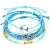Blue Anchor Rope Bracelet Adjustable Handmade Woven Braided Bracelet Set Matel Beads Colorful Seed Bead Bracelet Jewelry