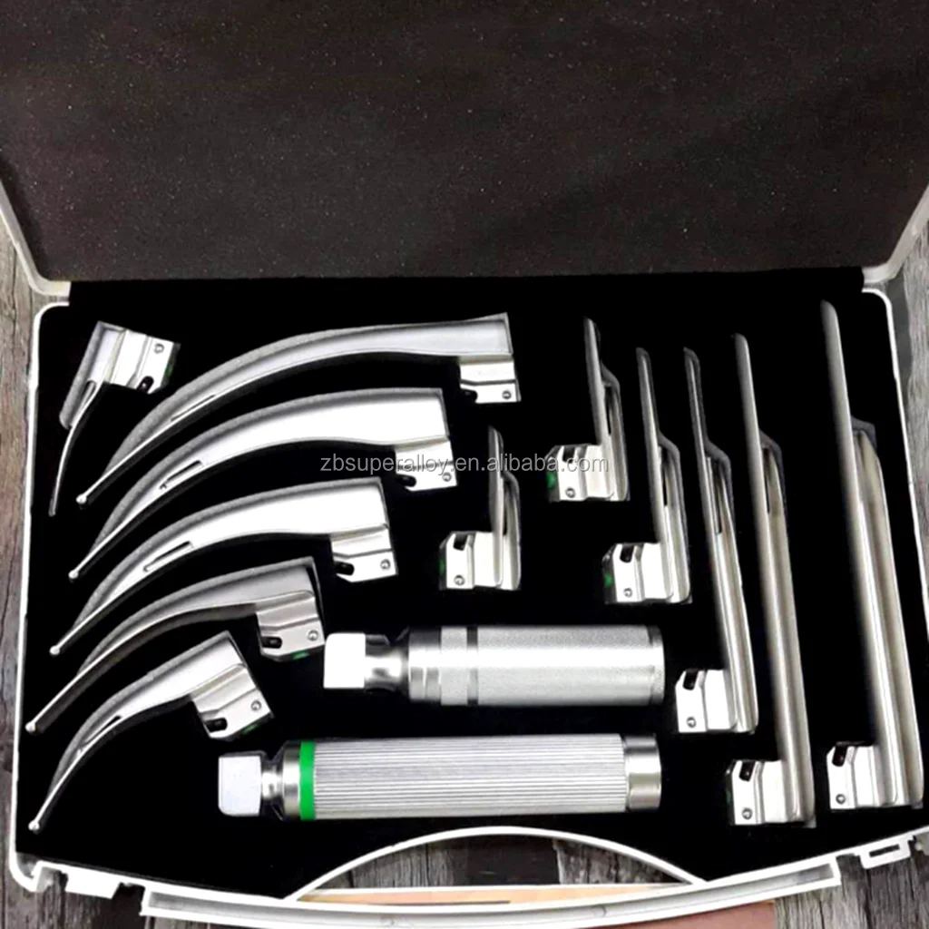 Intubation Fiber Optic Set 12 Blades 2 Battery Handle Anesthesia ...