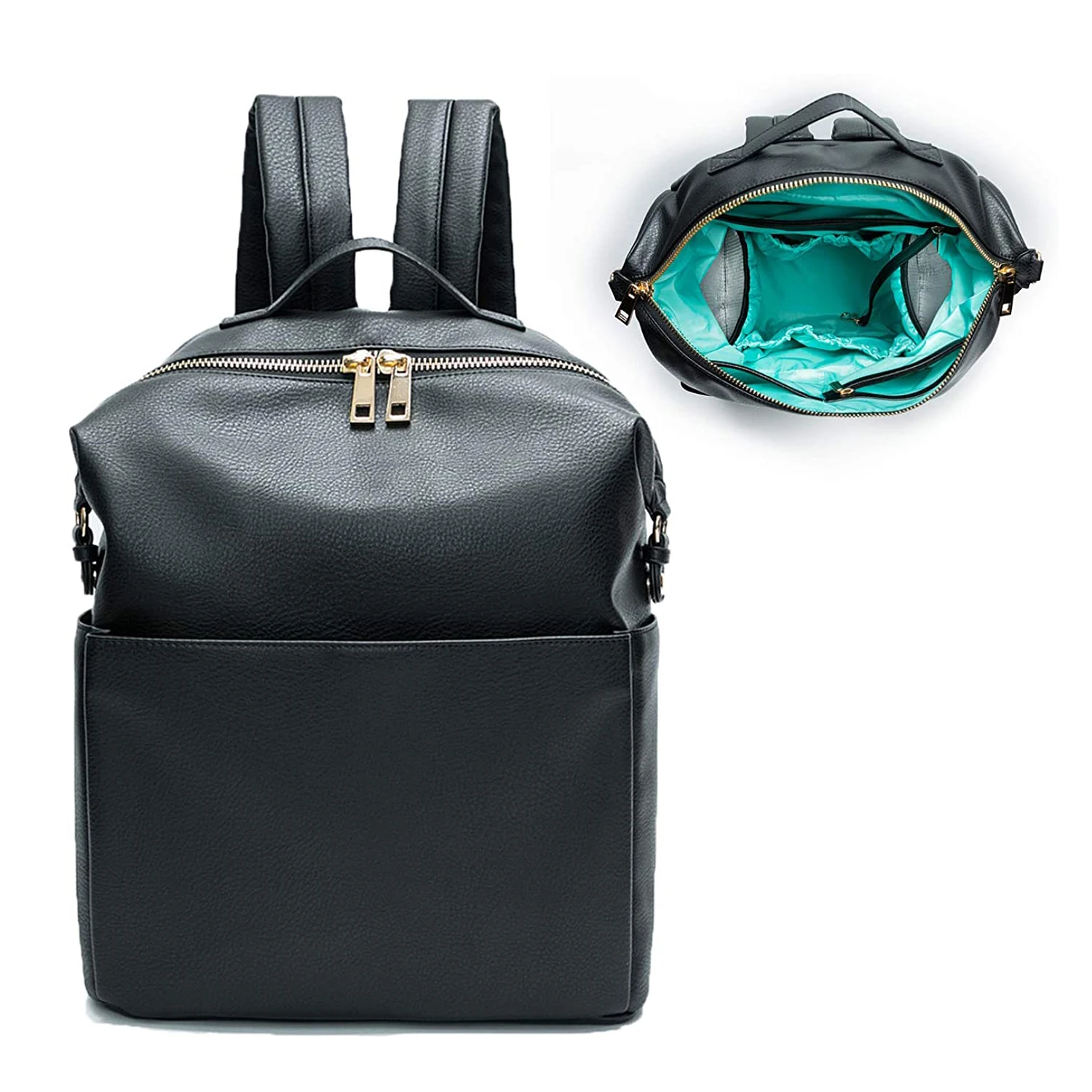 Black Women Baby Bag Diaper Bag Backpack Leather Diaper Backpack With