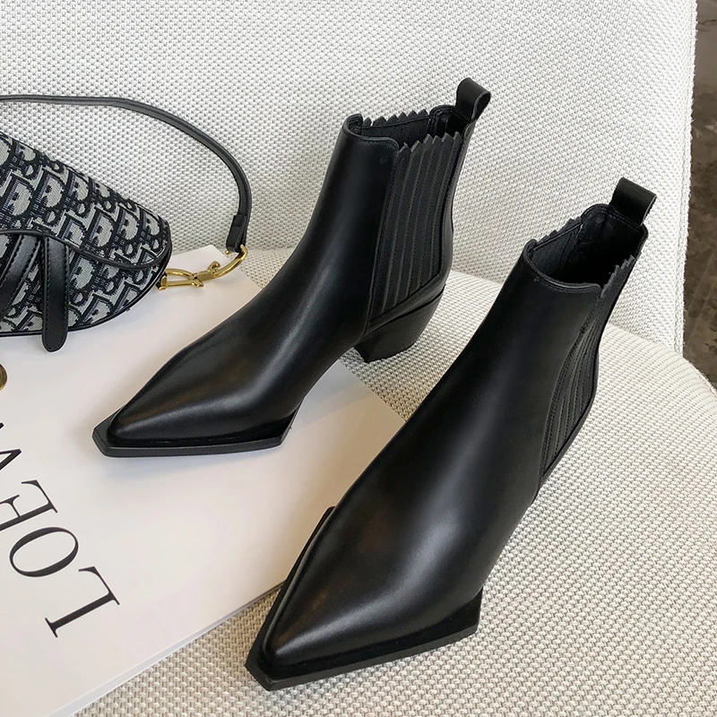 Wetkiss High End Custom Brand Cuban Heel Shoes Ankle Boots Pointed Toe Leather Boots Women Shoes Fashion Chelsea Boots - Buy Chelsea Boots,Leather Boots Product on Alibaba.com