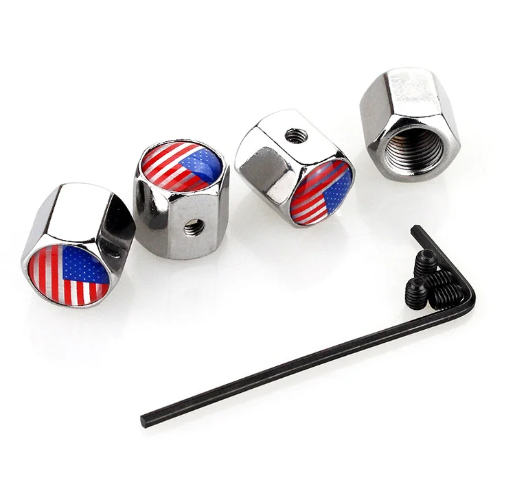 Antitheft Tire Valve Stem Caps Chrome With Custom Logo Wheel Rim