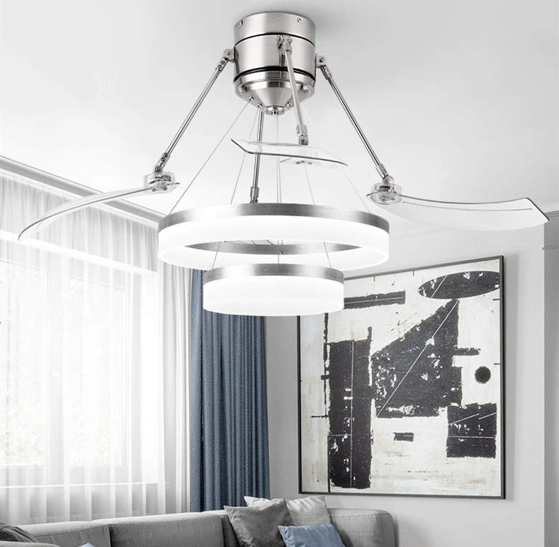 New style  indoor led ceiling fans light decorative ceiling mounted fan light with remote led fan light acrylic chandelier