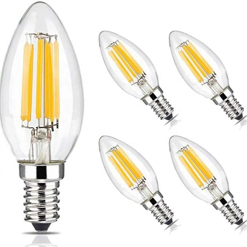 5pcs One Box C35 Candelabra LED Filament Bulb E14 2700K Warm White LED+Bulb+Lights