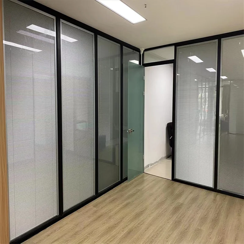 product single glass partition with 80mm wall thickness 35mm aluminum frame  magnetic sealing  commercial use-4