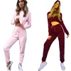 wholesale custom crew neck sweat suits outfits two piece set clothing for women