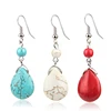 Ethnic style vintage natural turquoise earrings Simple and compact beautiful texture stone ladies earrings