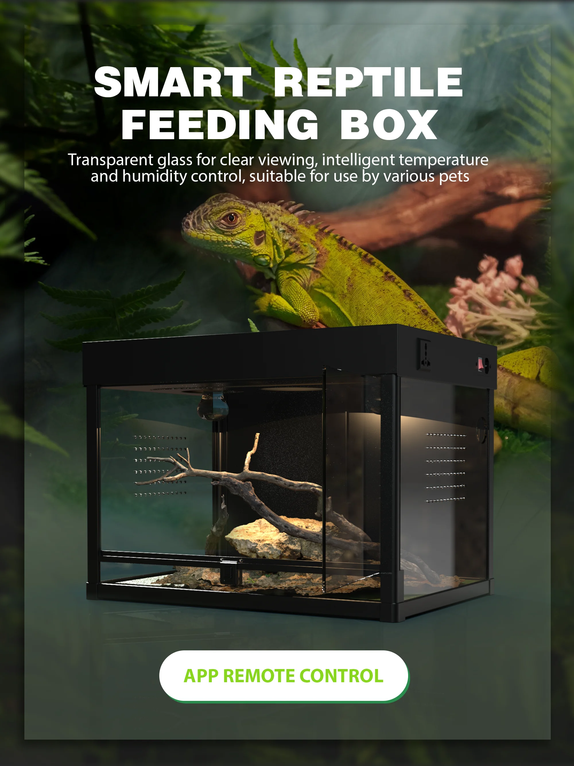 Smart Automatic Pet Reptile Enclosure Incubator Glass Crawling Reptile ...