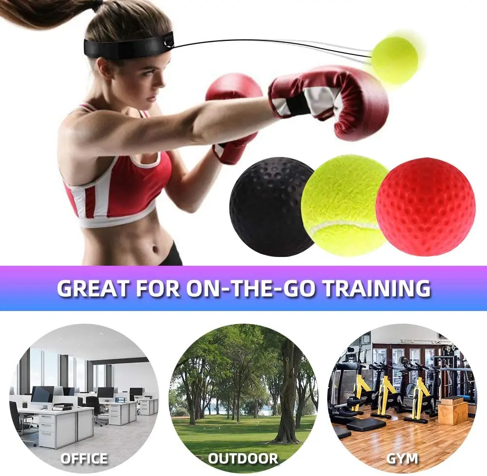Details about   Fight Ball Reflex Boxing Trainer Training Speed Punch Head Band String Ball 